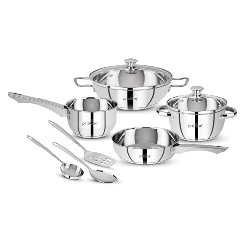 Pristine Tri Ply Induction Base Cooking Essential Stainless Steel Cookware Set |1 Sauce Pan, 1 Casserole, 1 Fry Pan, 1 Kadhai & 3 Serving Spoons... - Image 3