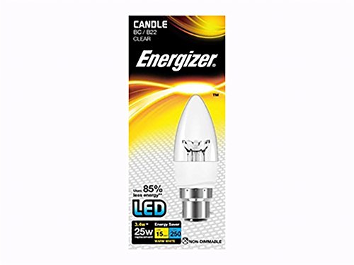 Energizer LED Candle Energy Saving Lightbulb, B22, 3.4 W, Warm White