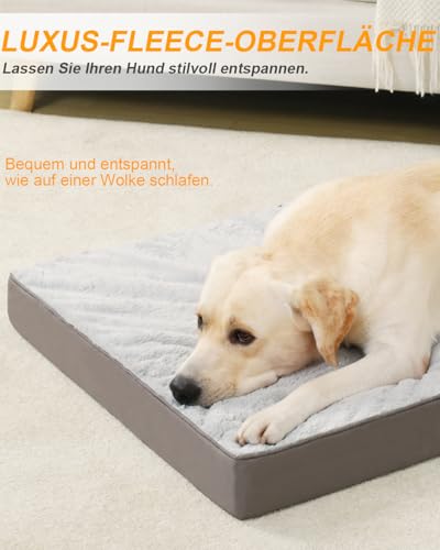 KSIIA Orthopädisches Hundebett Mittelgroße Hunde, Hundekissen Waschbar 90x57cm, Hundebetten mit Abnehmbarer Deckel, Hundematte Doppelseitig Wendbare, Grau