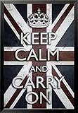 FRAMED Keep Calm and Carry On Union Jack 18x12 British Flag (Motivational Art) Art Poster Print.
