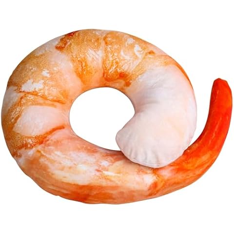 Goetland Large Shrimp Neck Pillow U Shaped Realistic Simulation Travel Throw Cushion Plush Toy Cover