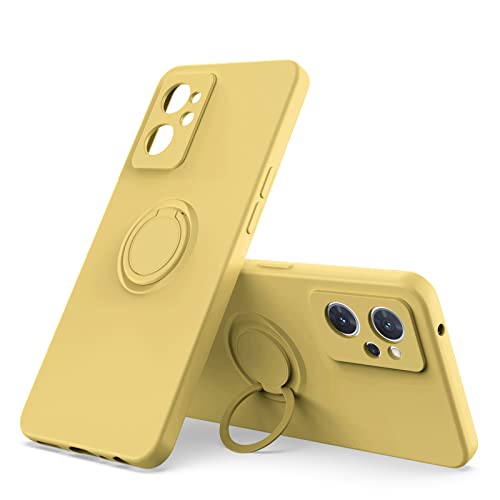 For OPPO Reno11 A ケース リング付き リング スマホケース 携帯ストラップ スマホリング かわいい スマホ バンカーリング スマホカバー 【Kibnco】 OPPO Reno11A A4010P 6.7インチ カバー 対応 (イエロー)