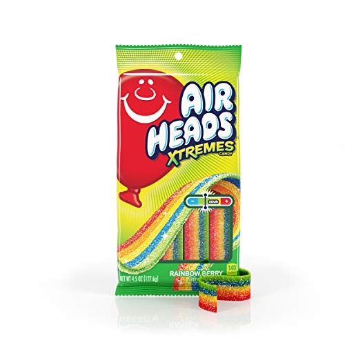 Airheads Xtremes Belts Sour Candy, Rainbow Berry, Non Melting, Bulk Party Bag, 4.5 Oz (Pack Of 12) #TOP1