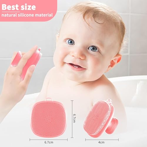 Image of VWMYQ Face Scrubber, Silicone Face Scrubber for Men, Gentle Exfoliator Pad & Massager, Facial Cleansing /Wash Brush - Removes Dead & Dry Skin (Baby Pink, Square)