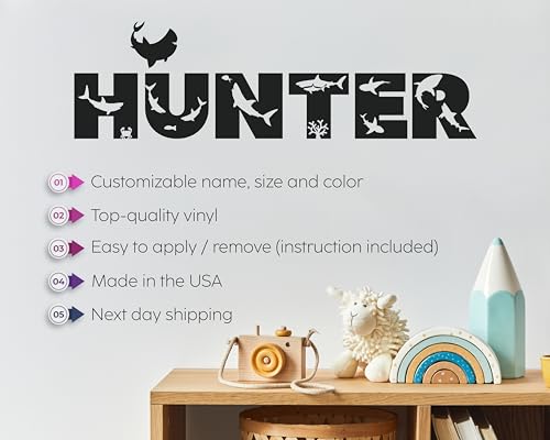 Vinilo decorativo personalizado tiburón para pared miniatura 4