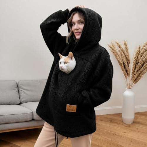 Dasongff Sweat Femme Kangourou Chat Flannel Pilou Pilou Confortable avec Pets Poches Frontale Sweat a Capuche Femme avec Fermeture éclair pour Les Visites Vétérinaires, Promenades la Maison – vue 8