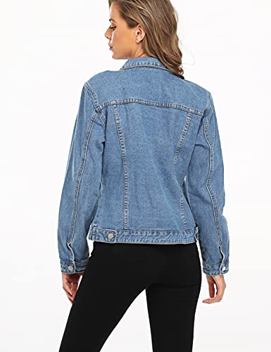 Dilgul Women's Denim Jacket Casual Long Sleeve Basic Button Down Denim Jean Jacket Medium Blue Xl #TOP3