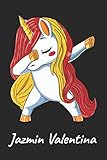  Jazmin Valentina: Cuaderno de notas blanko para niña y mujer con nombre personalizado y diseño de kawaii cuaderno unicornio bailarin con pelo en los ... universidad, regalo de cumpleaños y navidad.