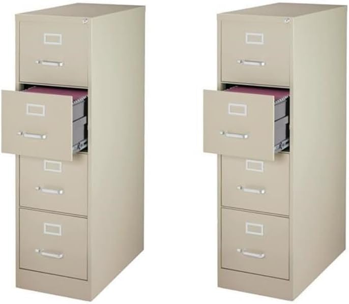Scranton & Co 52" x 26.5" Modern Metal Letter Vertical Filing Cabinet with 4 Drawers & Core-Removable Lock, Fully Assembled Steel Construction, in Light Gray Finish