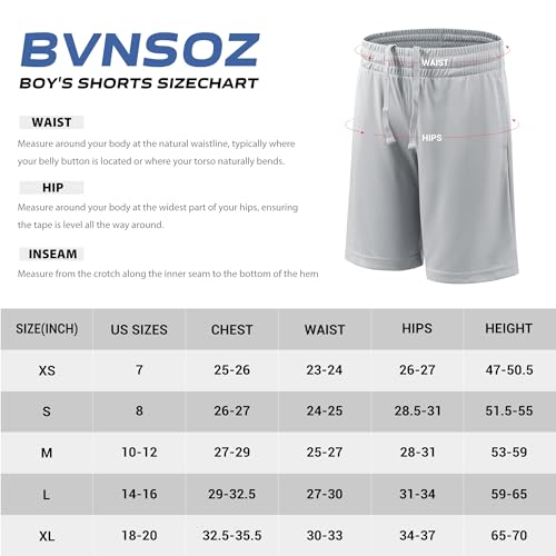 Bvnsoz Boy'S Basketball Shorts Youth Boy'S Active Athletic Performance Soccer Shorts With Pockets&Elastic Waistband Moisture Wicking Shorts For Boys thumb #1