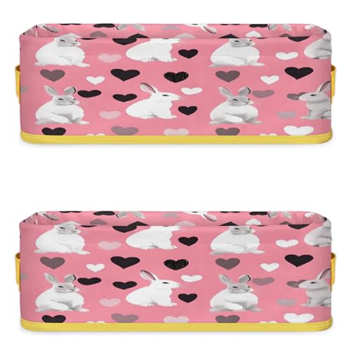 Rabbit Pattern Design Bathroom Storage Basket Waterproof Foldable Storage Bins with Handles Decorative Toilet Paper Storage Basket for Organizing for House Bathroom Toiletries Set of 2