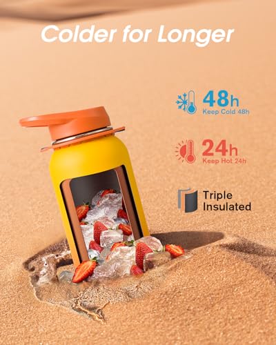 Image of Coolflask 32 oz Water Bottle Insulated Stainless Steel with Strap