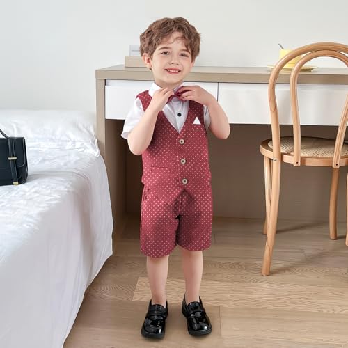 Image of Nwada Boys Suit Toddler Dress Clothes Shirt with Bow Tie, Dress Pants Sets Kids Gentleman Outfit suits