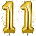 OFFCUP Zahlen Luftballon 11 Geburtstag Gold, Folienballon Zahl 11, 40 Zoll Helium Ballons Riesen 101cm Geburtstag Mädchen Junge PartyDeko Ballon Zahl Deko zum Jubiläum Neujahr Hochzeit