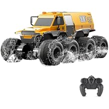 GoolRC Amphibious Remote Control Car, 8WD RC Cars, 2.4GHz Remote Control Boat, Waterproof Off Road RC Monster Truck, All Terrains Electric Armored Vehicle Crawler for Adults Yellow