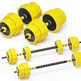 PROIRON ダンベル 可変式 30kg 2 in 1 10kg 2個セット コネクション・チューブ（延長用シャフト）dumbbell でバーベルにもなれるダンベル ホームジム 筋トレーニングとウェイトリフティング用 (合計30kg)(ブラック+イエロー)