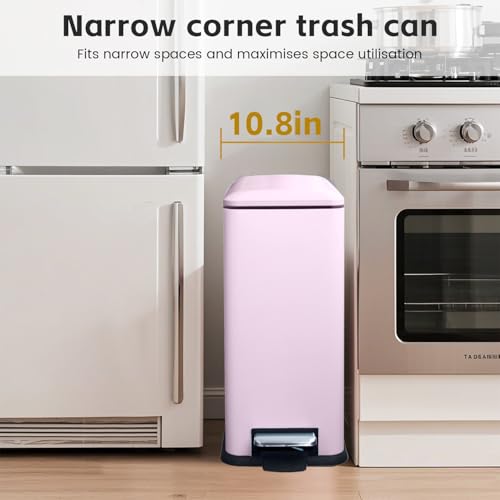 Caneca de basura rectangular rosa con tapa 45 L miniatura 2