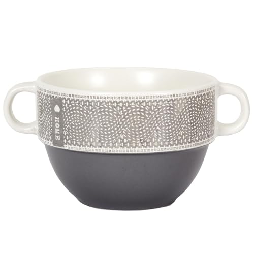 Linnea Lot de 2 bols avec anses 50 cl 100% céramique ROMANE gris foncé