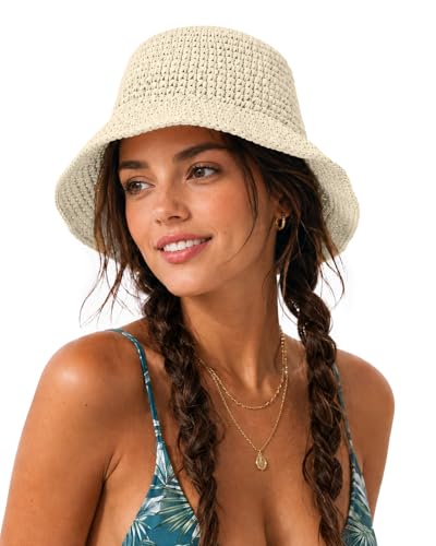 Image of Zylioo XL Straw Bucket Hat for Women, UPF Wide Floppy Brim Beach Sun Hat | Roomy Summer Fit-Flexible Crown And Moldable Edge Give Fuller Head Shapes Easy Shade Without Tight Pressure.