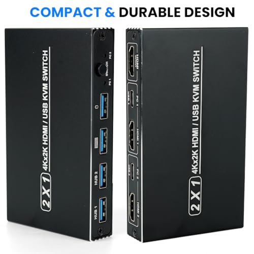 Image of ZORBES 4K HDMI USB 2.0 KVM Switch, 2 in 1 Out HDMI+USB KVM Switch Support HD 2 Computer Share 1 Monitor 1 Set Keyboard Mouse Printer, Supports UHD 4K@60Hz, Compatible with PC, Laptop and Game Console
