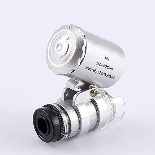 Lupa para joalheiro com ampliação de microscópio de 60 x da Mini Lupa com Lupa de LED UV Light