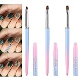 3 pcs Nail Art Clean Up Brushes, Round&Angled&Flat Nail Polish Clean Up Brush, Nail Painting Brushes