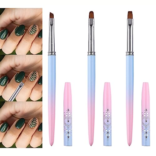 3 Pcs Nail Art Clean Up Brushes, Round&Angled&Flat Nail Polish Clean Up Brush, Nail Painting Brushes For Cleaning Polish Mistake On The Cuticles #TOP4