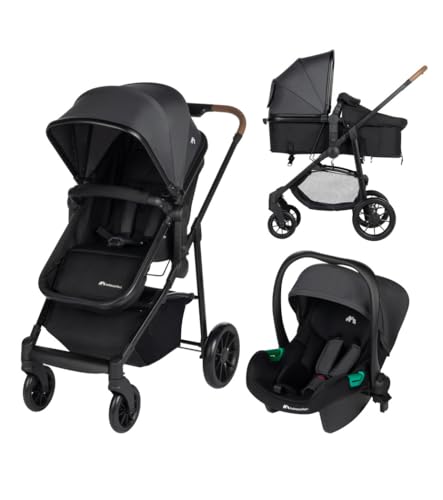 Bebeconfort Haze Trio, cochecito bebé 3 en 1, 0-4 años, máx. 22 kg, asiento 2 en 1, reversible y ligero, silla de paseo, silla de coche bebé i-Size, plegado compacto, cesta espaciosa, Tinted Grey