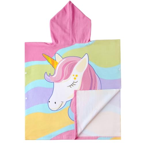 Image of NovForth Kids Beach Towel for Boys Girls, Hooded Bath Towel Wrap, Toddler Pool Towel with Hood