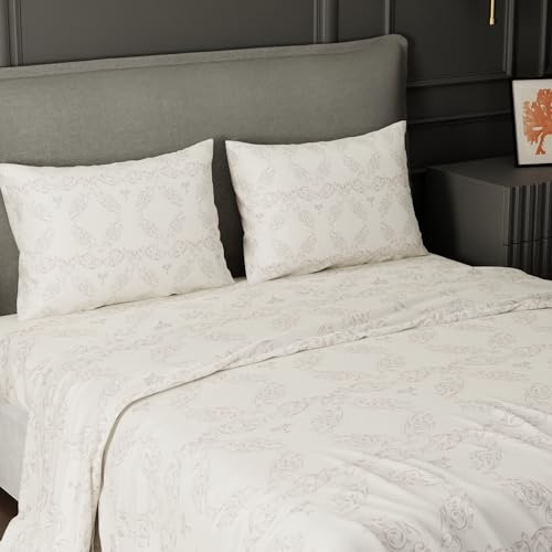 Image of BLISSHOME Everlast 150TC King Size Printed Bedsheet with 2 Pillow Covers for Double Bed, Aesthetic Bedding, Wrinkle Resistant, 100+ Wash Durable, Quick Dry, Ornate Design - Brown (228cm x 274cm)