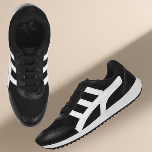 Image of Unistar Sports Shoes for Men | Non-Slippery Black & Red Shoes | Comfortable & Water Resistant | Outdoor, Casual, Jungle, Sports, Running, Hiking, Trekking | Size - 6