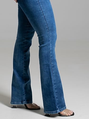 Calça Jeans Feminina Sawary Boca de Sino Flare Boot Cut Lycra Elastano Confortável Moda Feminina Rou