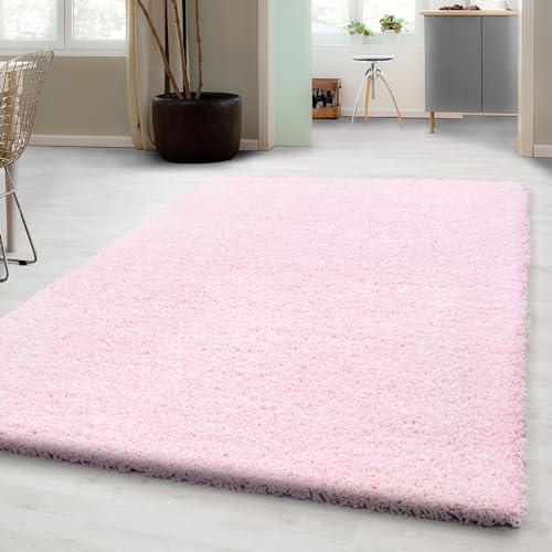 Carpetsale24 Tapis Moderne Salon Chambre Rose-1 60 x 110 cm - Shaggy Poil Long Salle de Séjour Unicolore Doux et Moelleux - Moquette Coureur Cuisine