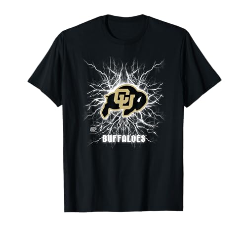 Elite Authentics Colorado Buffaloes 90's Lightning Unisex-Adults Black Short Sleeve T-Shirt