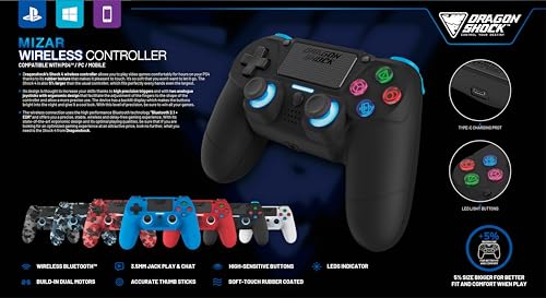 DragonShock Mizar Wireless Bluetooth Controller for PS4, PC and Mobile, Grey Camo - Image 6
