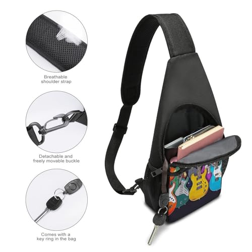 Colorful Guitars Sling Bag Casual Chest Bag Crossbody Shoulder miniatura 4