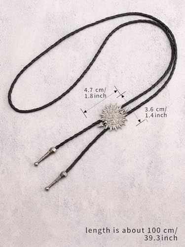 Image of Jeilwiy Bolo Tie for Men Western Cowboy Tie Necklace Gold Bolo Tie Leather Necktie Halloween Tie Accessories for Women