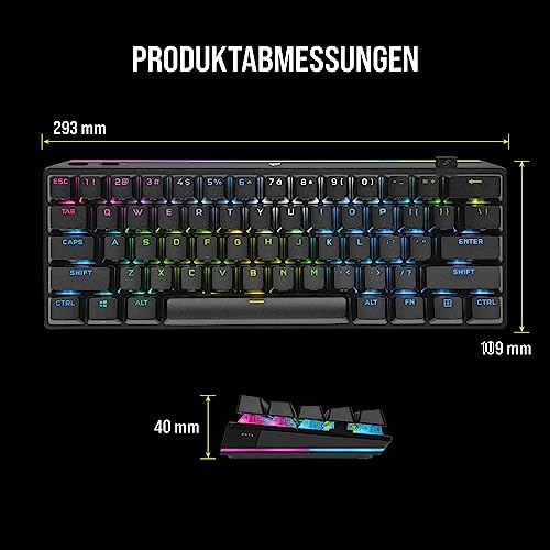 Corsair K70 PRO Mini Wireless RGB 60% Mechanische Gaming-Tastatur, Schwarz (QWERTZ Layout)