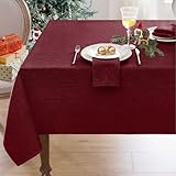 Softalker テーブルクロス クリスマス 赤 140×180cm 長方形 撥水 布 リネン テーブルクロス-汚れ防止 お手入れ簡単 テーブルマット 高耐久 防水 おしゃれ 北欧風 家庭用 お正月 机カバー 食卓カ Xmas Tablecloth