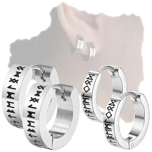 COYUN Pendientes de aro y vikingos, amuleto de acero inoxidable con runas para hombre y mujer, ideales como | Ya disponible en tu tienda friki favorita! En mundofriki.es!