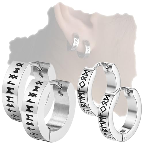 COYUN Pendientes de aro y vikingos, amuleto de acero inoxidable