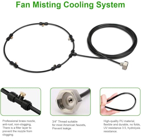 image for LANDGARDEN Outdoor Misting Fan Kit for a Cool Patio Breeze,Water Miste