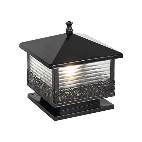 XFSHZWN Retro Waterproof Square Outdoor Column Light Chinese Column Headlight Villa Front Door Post Lamp Patio Garden Landscape Light Park Path Lawn Light Fence Decoration Pillar Light Cover