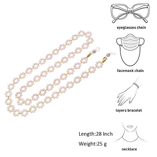 Kai Top Eyeglass Chain Sunglasses Chain For Women Girls Fashion White Pearl Flower Bead Eyewear Retainer Lanyard #TOP5