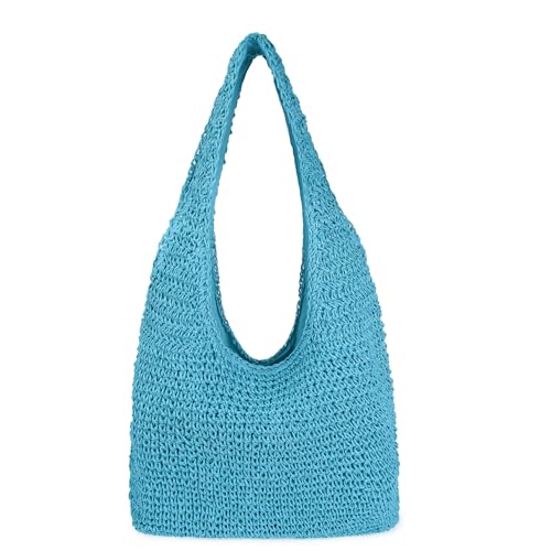 Image of Women Large Straw Beach Bag Handmade Woven Shoulder Bags Hobo Tote Handbag Purse for Summer