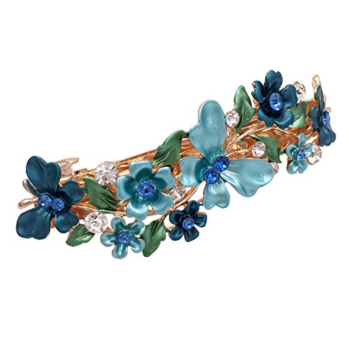Lizzie Kay F000216 4 Colorful Vintage Decorative Flower Design Metal Gold Tone French Barrettes Hair Clasps Accessories Women Girls thumb #2
