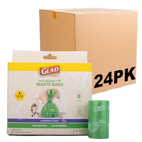 Image of Glad for Pets Dog Waste Bags - 192 Rolls of Lavender Scented Dog Waste Bags, 2880 Bags in Total - Dog Waste Bags for All Dogs, Leak Proof and Strong Dog Poop Bags