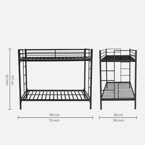 Image of Pilio Twin Over Twin Metal Bunk Bed | Space-Saving Double Decker for Kids & Adults | Bunker Bed Frame Without Storage (Mattress Not Included)