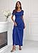 HAOMEILI Women's Short Sleeve Loose Plain Long Maxi Casual Dresses with Pockets M Royal Blue