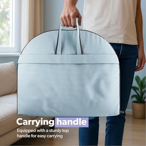 Image of Non Woven Blazer Cover with Zip | Hanging Coat Bags for Jacket, Saree, Shirt, Garments Clothes | Unisex Dress Wardrobe Organizer Folding Suit Covers, Grey | Pack of 12